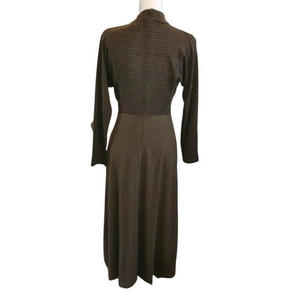Vintage 90s Modest Longsleeve Maxi Dress Grunge Brown Mockneck Size Small Medium - Picture 3 of 10